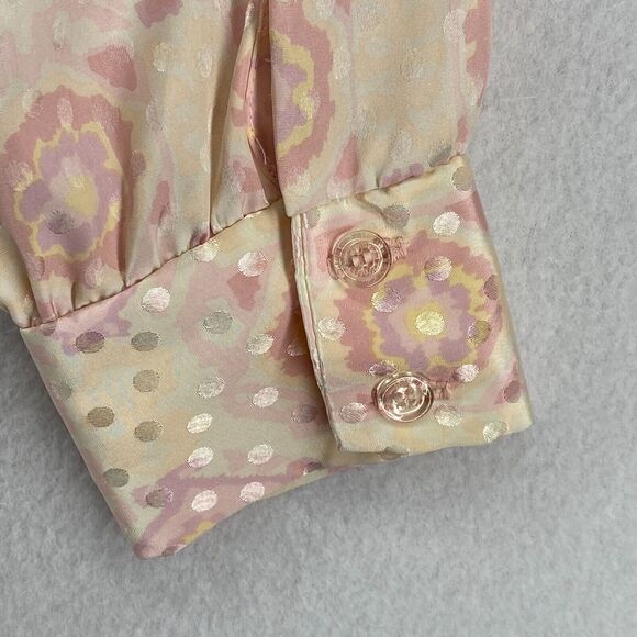 CASTLEBERRY CLUB Set Suit 12 Floral Double Breasted Top & Pleated Skirt Pink USA - Picture 6 of 16